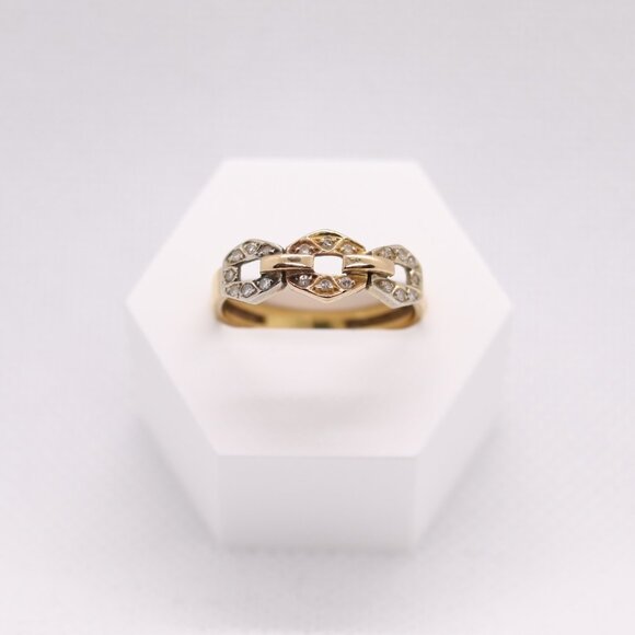 Vintage 19k Two-Tone Solid Gold Ring Portuguese Solid Gold (800 Purity) Size 6.5 - Picture 6 of 9